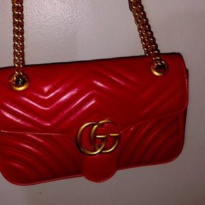 red small gucci marmont leather bag